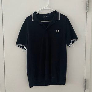 FRED PERRY Navy Twin Tipped Polo Slim L